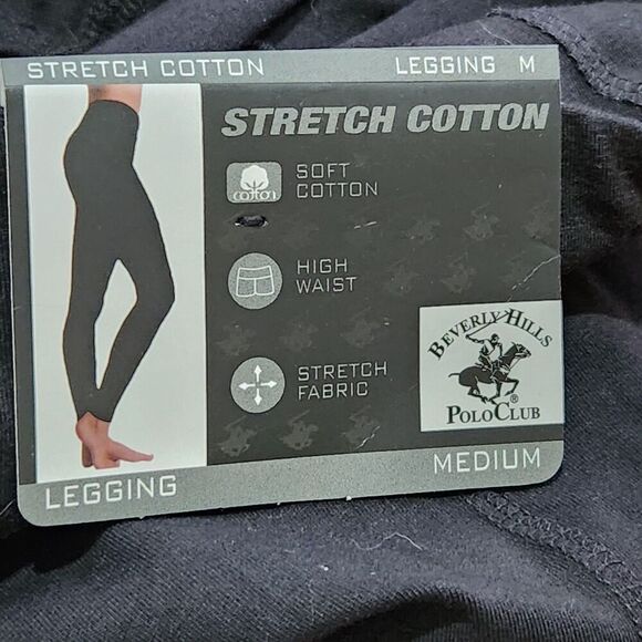 Beverly Hills polo club legging Women Medium Black Soft Cotton High Waist.   B14 - Picture 4 of 11